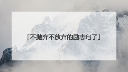 不抛弃不放弃的励志句子