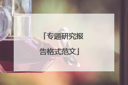 专题研究报告格式范文