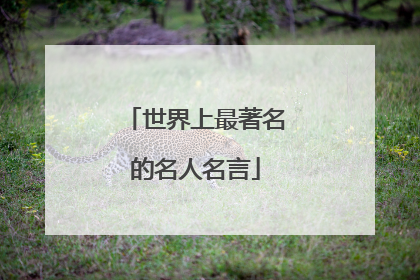 世界上最著名的名人名言