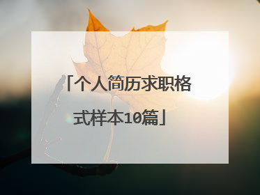 个人简历求职格式样本10篇