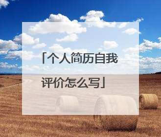 个人简历自我评价怎么写