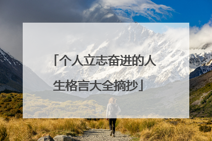 个人立志奋进的人生格言大全摘抄