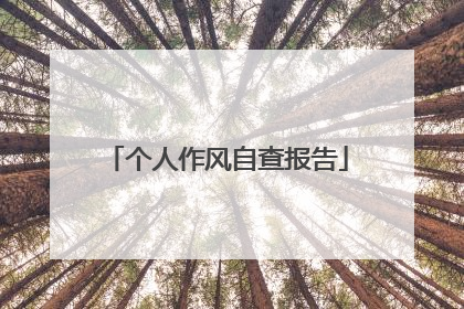 个人作风自查报告