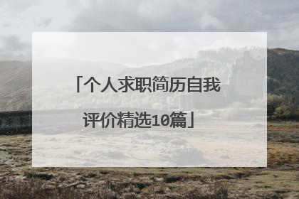 个人求职简历自我评价精选10篇
