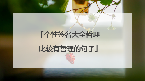 个性签名大全哲理 比较有哲理的句子