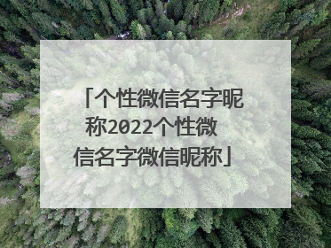 个性微信名字昵称2022个性微信名字微信昵称
