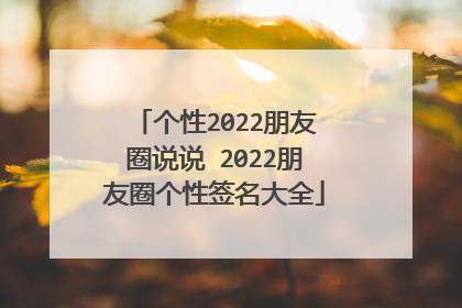 个性2022朋友圈说说 2022朋友圈个性签名大全