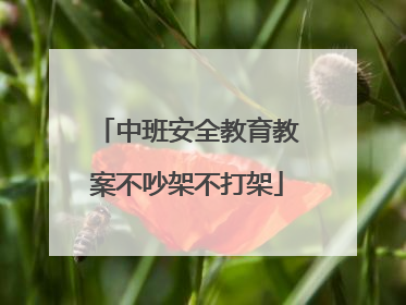 中班安全教育教案不吵架不打架