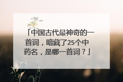 中国古代最神奇的一首词,暗藏了25个中药名,是哪一首词?