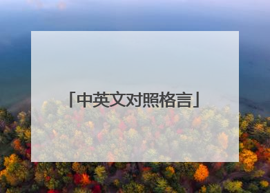 中英文对照格言