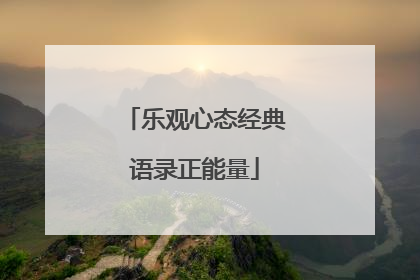 乐观心态经典语录正能量