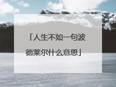 人生不如一句波德莱尔什么意思
