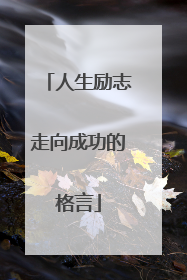 人生励志走向成功的格言