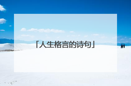 人生格言的诗句