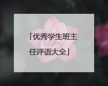 优秀学生班主任评语大全