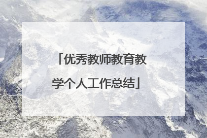 优秀教师教育教学个人工作总结