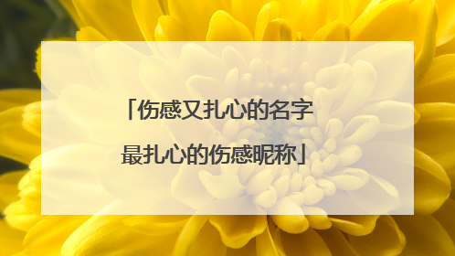 伤感又扎心的名字 最扎心的伤感昵称