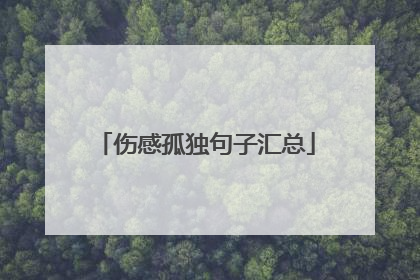 伤感孤独句子汇总