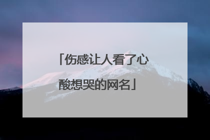 伤感让人看了心酸想哭的网名