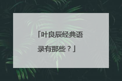 叶良辰经典语录有那些？