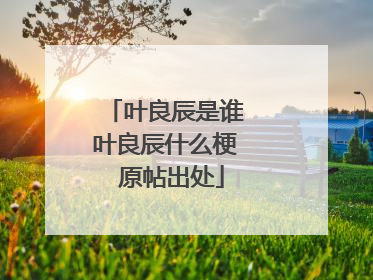 叶良辰是谁 叶良辰什么梗 原帖出处