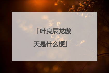叶良辰龙傲天是什么梗