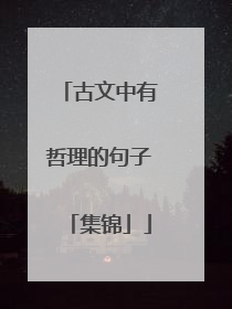 古文中有哲理的句子「集锦」
