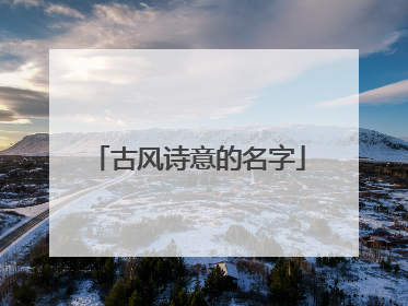 古风诗意的名字