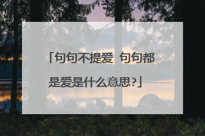 句句不提爱 句句都是爱是什么意思?