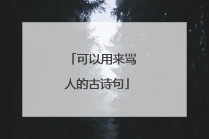 可以用来骂人的古诗句