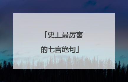 史上最厉害的七言绝句