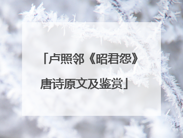 卢照邻《昭君怨》唐诗原文及鉴赏