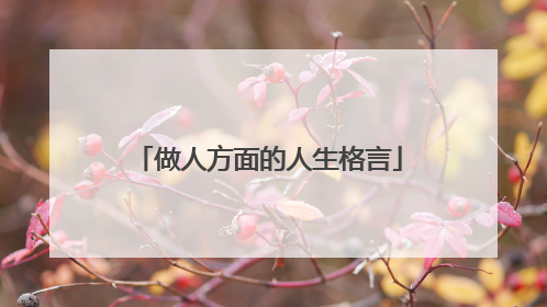 做人方面的人生格言