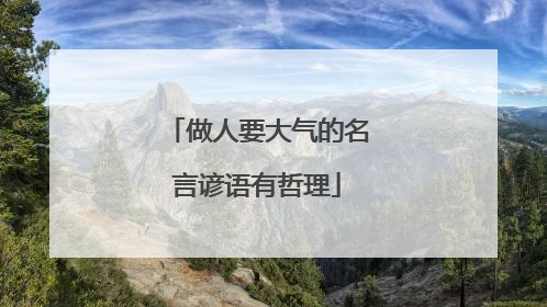 做人要大气的名言谚语有哲理