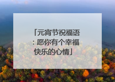 元宵节祝福语：愿你有个幸福快乐的心情