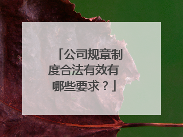 公司规章制度合法有效有哪些要求？