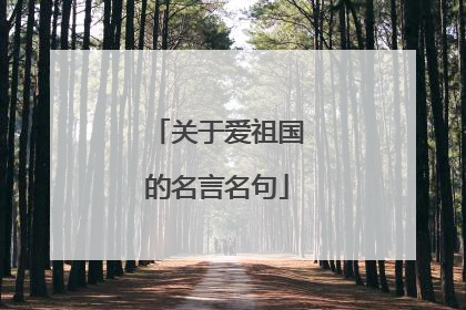 关于爱祖国的名言名句