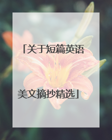 关于短篇英语美文摘抄精选