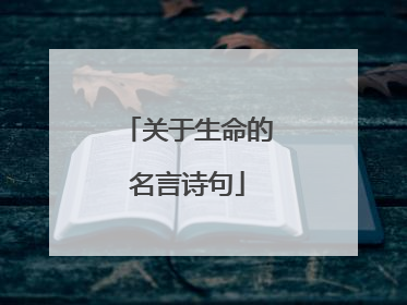 关于生命的名言诗句