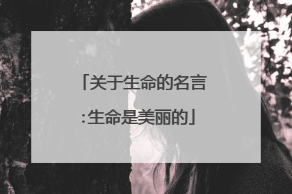 关于生命的名言:生命是美丽的