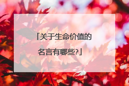 关于生命价值的名言有哪些?