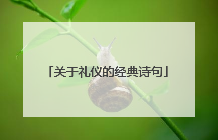 关于礼仪的经典诗句