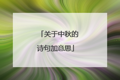 关于中秋的诗句加意思