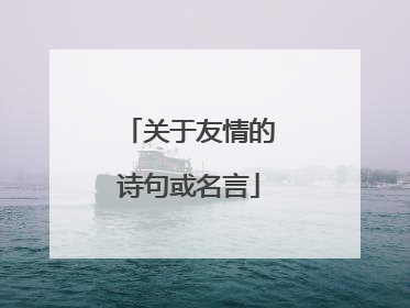 关于友情的诗句或名言