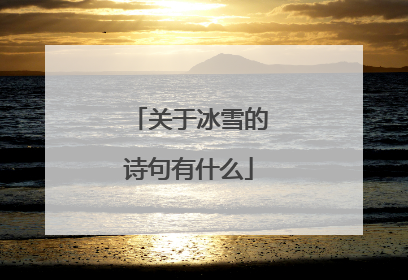 关于冰雪的诗句有什么