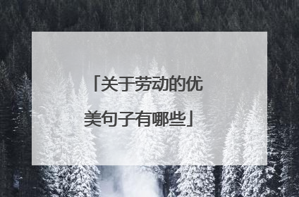 关于劳动的优美句子有哪些