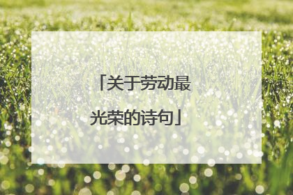关于劳动最光荣的诗句