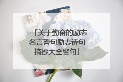 关于勤奋的励志名言警句励志诗句摘抄大全警句