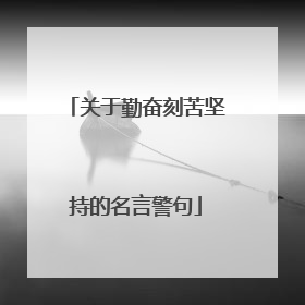 关于勤奋刻苦坚持的名言警句