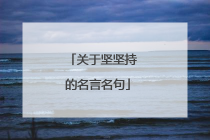 关于坚坚持的名言名句